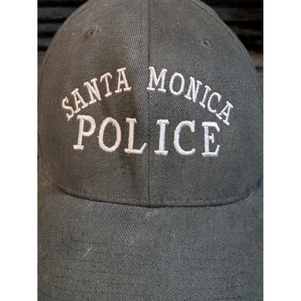 Flexfit Santa Monica Police Hat Black Embroidered Baseball Cap S-M